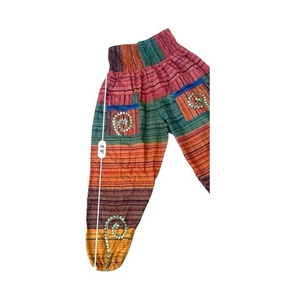 100% Cotton Boho Striped Harem Pants – One Size (Fits S/M) - Picture 6 of 9